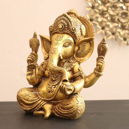 9" Brass Lord Ganesh Statue