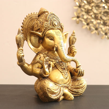 9" Brass Lord Ganesh Statue