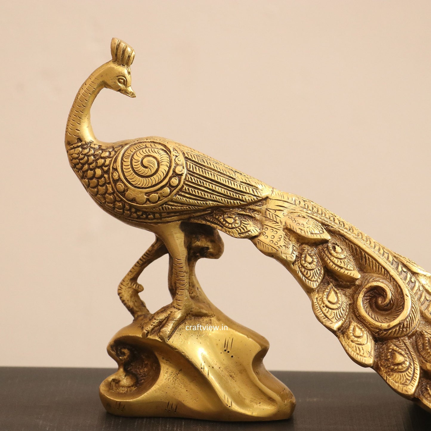 Brass Décor Peacock Figurine 7"