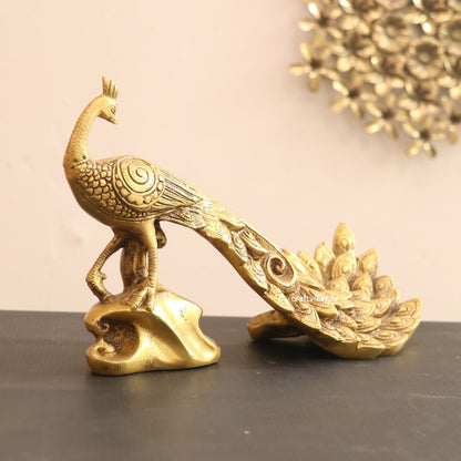 Brass Décor Peacock Figurine 7"