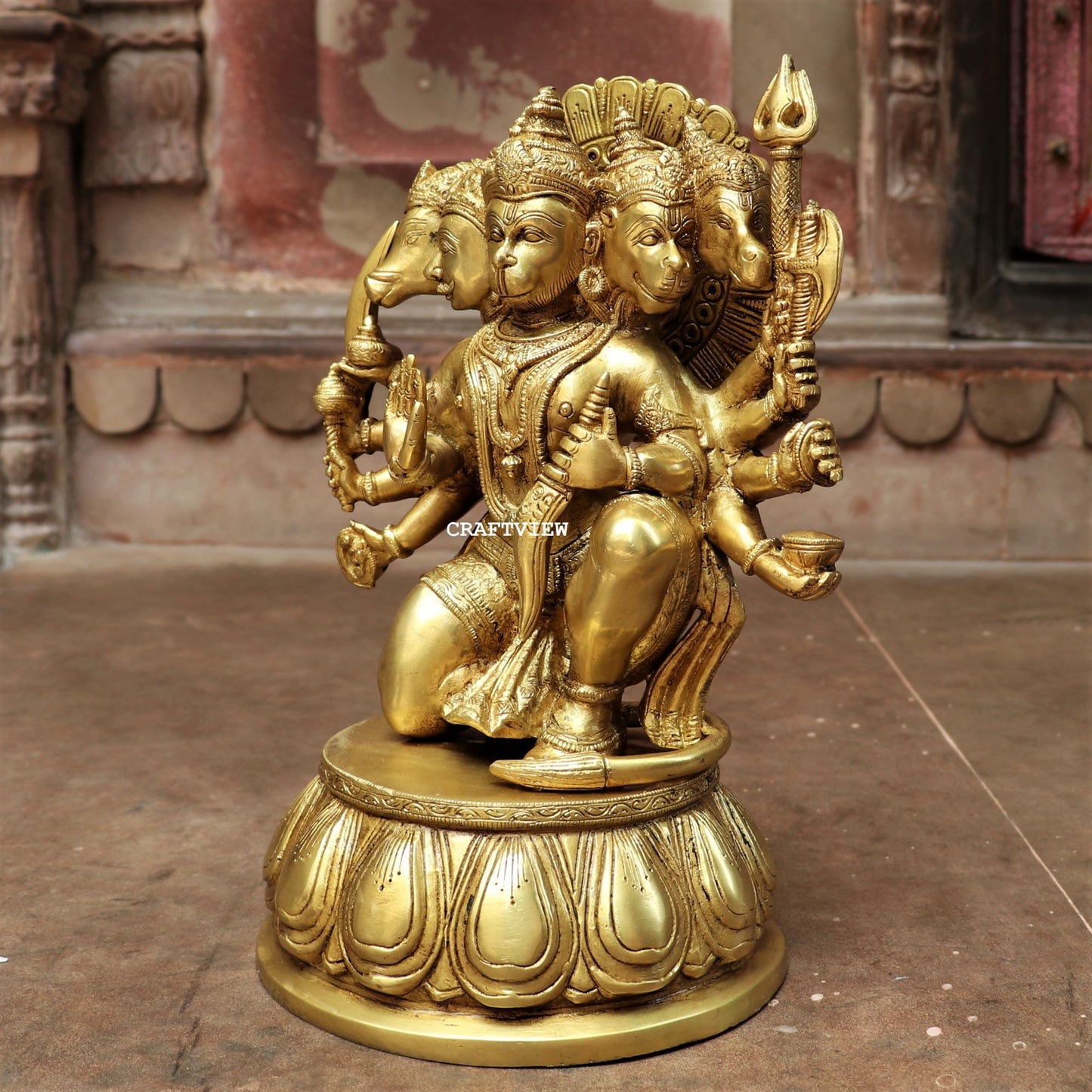 Brass Panchmukhi Hanuman Statue