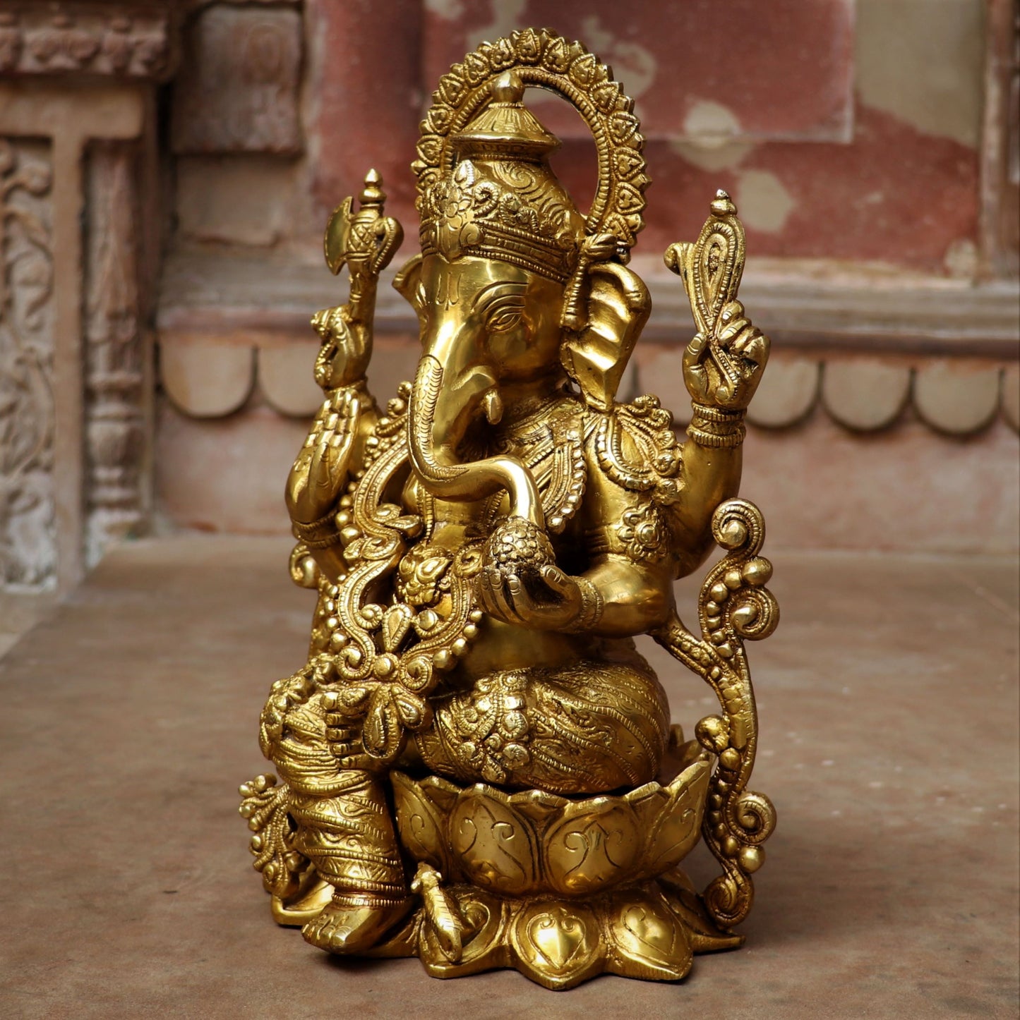 Lord Ganesha Statue Sited On Lotus Base