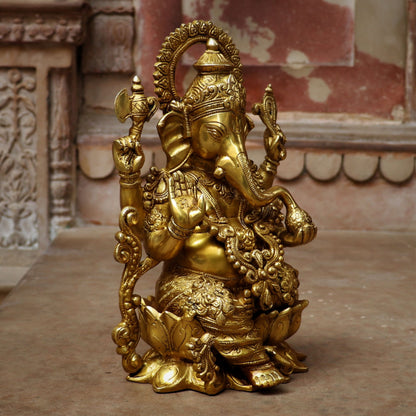 Lord Ganesha Statue Sited On Lotus Base