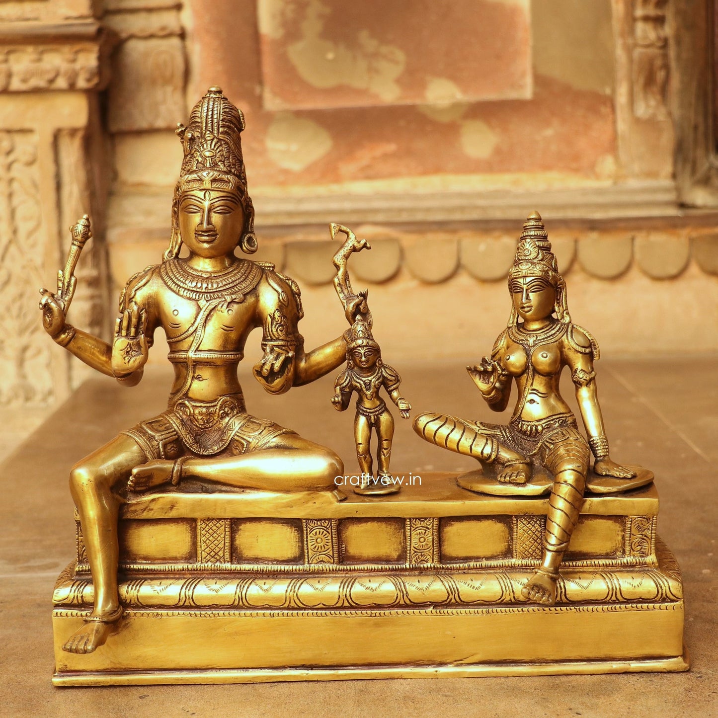 13" Brass Vishnu Lakshmi Sculpture