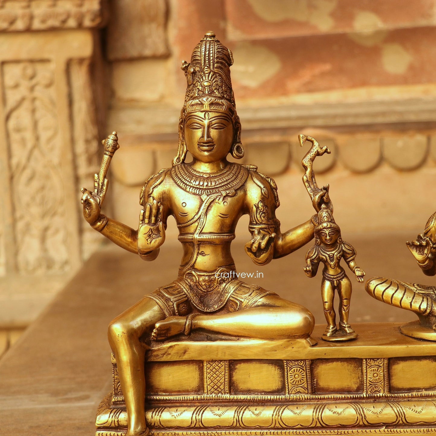 13" Brass Vishnu Lakshmi Sculpture