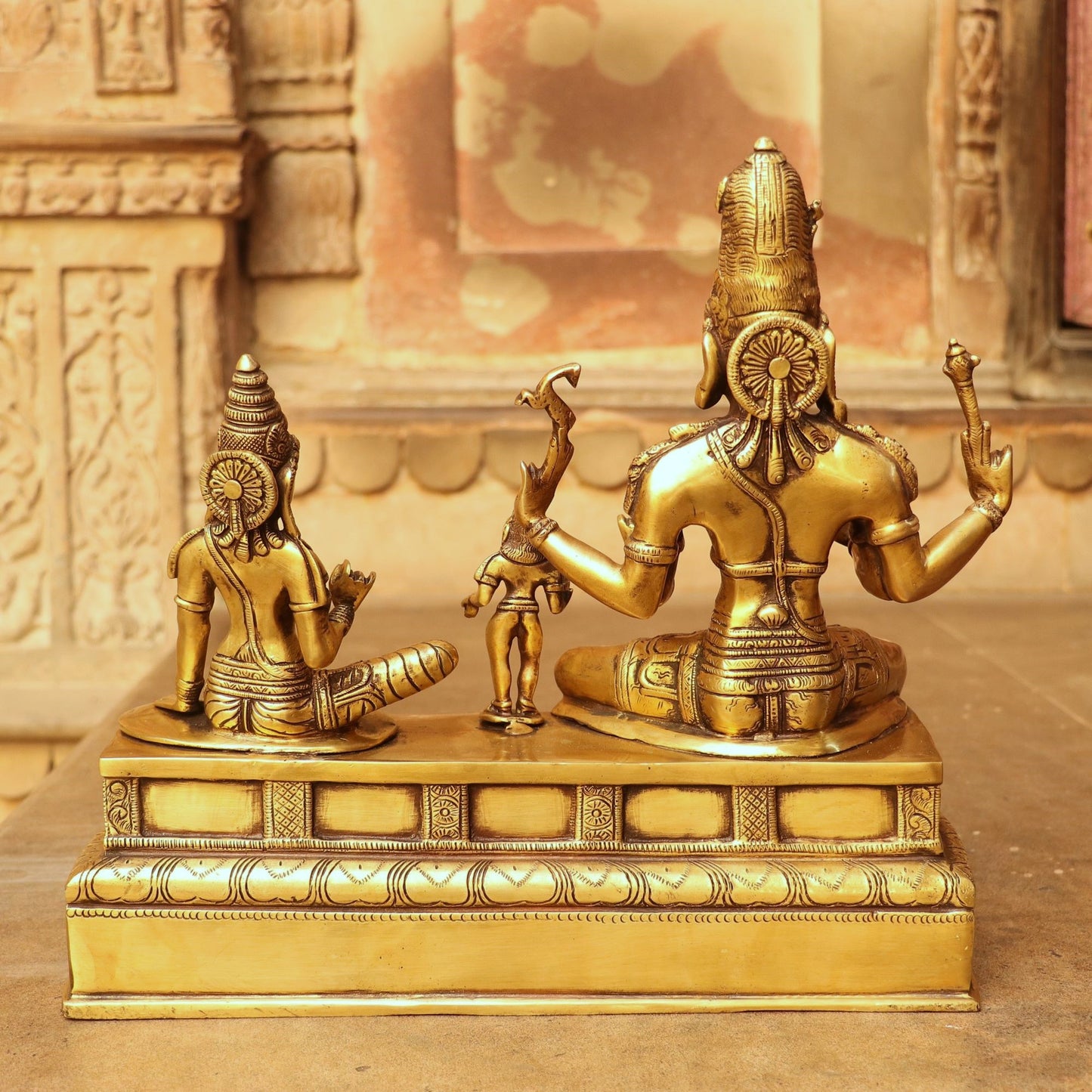 13" Brass Vishnu Lakshmi Sculpture