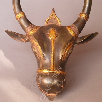 Brass Divine Décor Nandi Bull Wall Hanging Mask