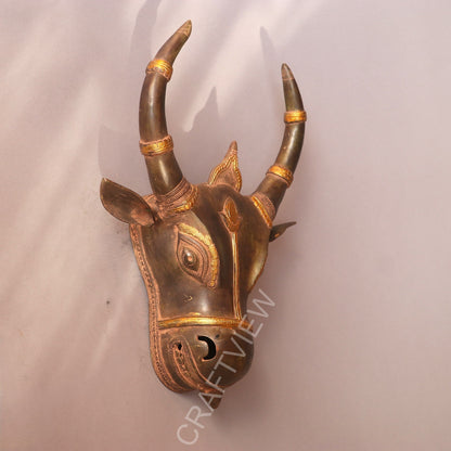 Brass Divine Décor Nandi Bull Wall Hanging Mask