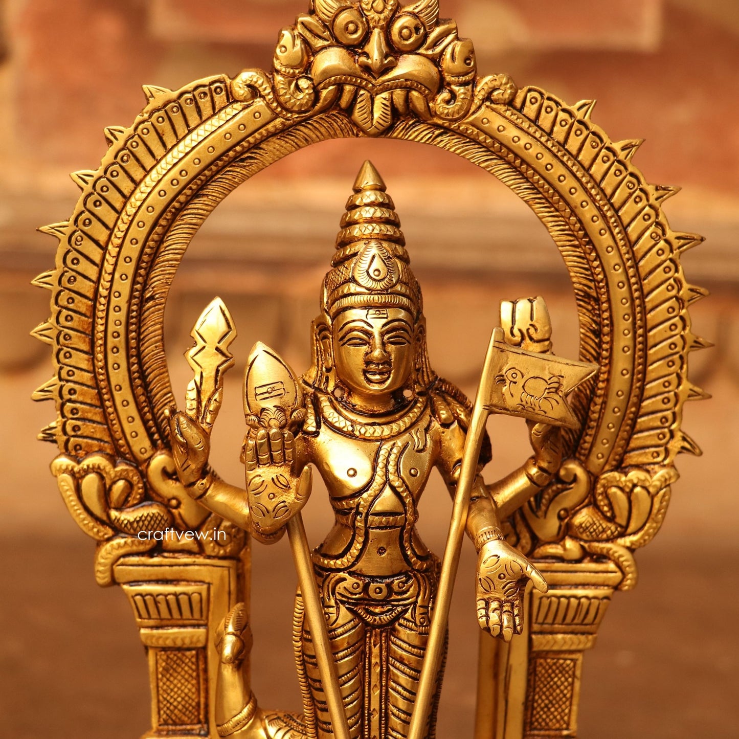 Brass Superfine (Karthikey) Murgan Statue With Prabhavali