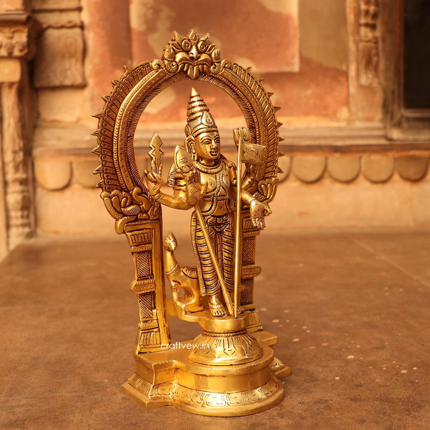 Brass Superfine (Karthikey) Murgan Statue With Prabhavali