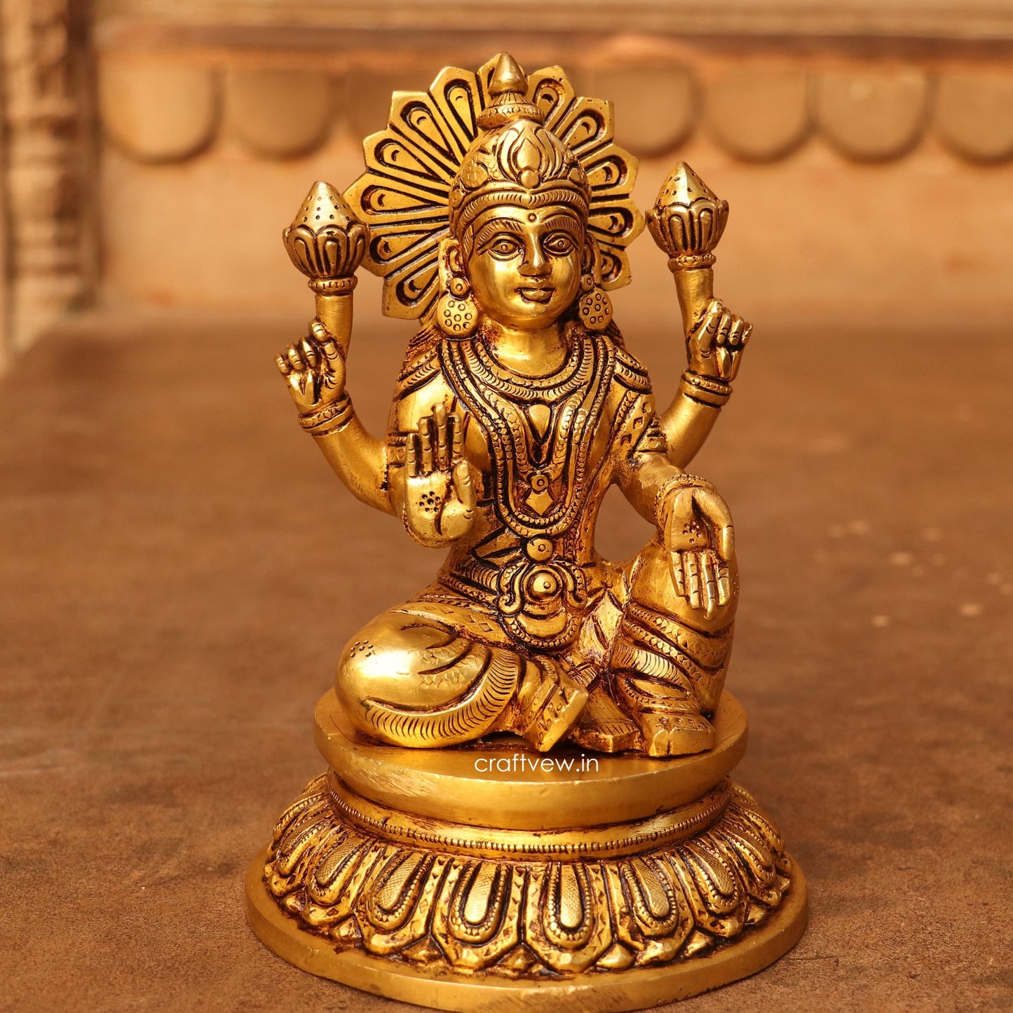 8" Brass Superfine Exquisite Ganesha Lakshmi Idols pair