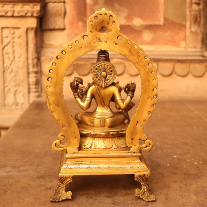 Brass Saraswathi Idol sitting on lotus Base