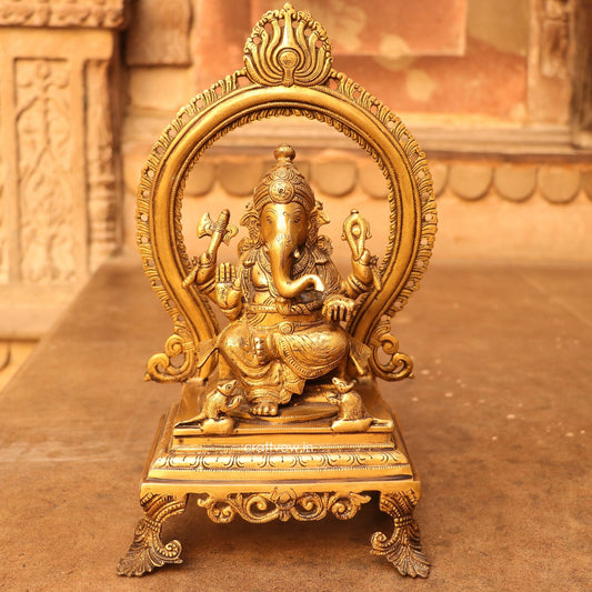 Brass Lord Ganesh Statue With Frame