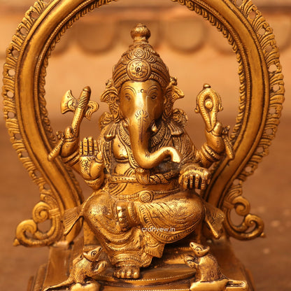 Brass Lord Ganesh Statue With Frame