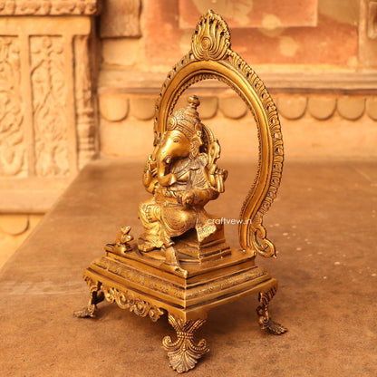 Brass Lord Ganesh Statue With Frame