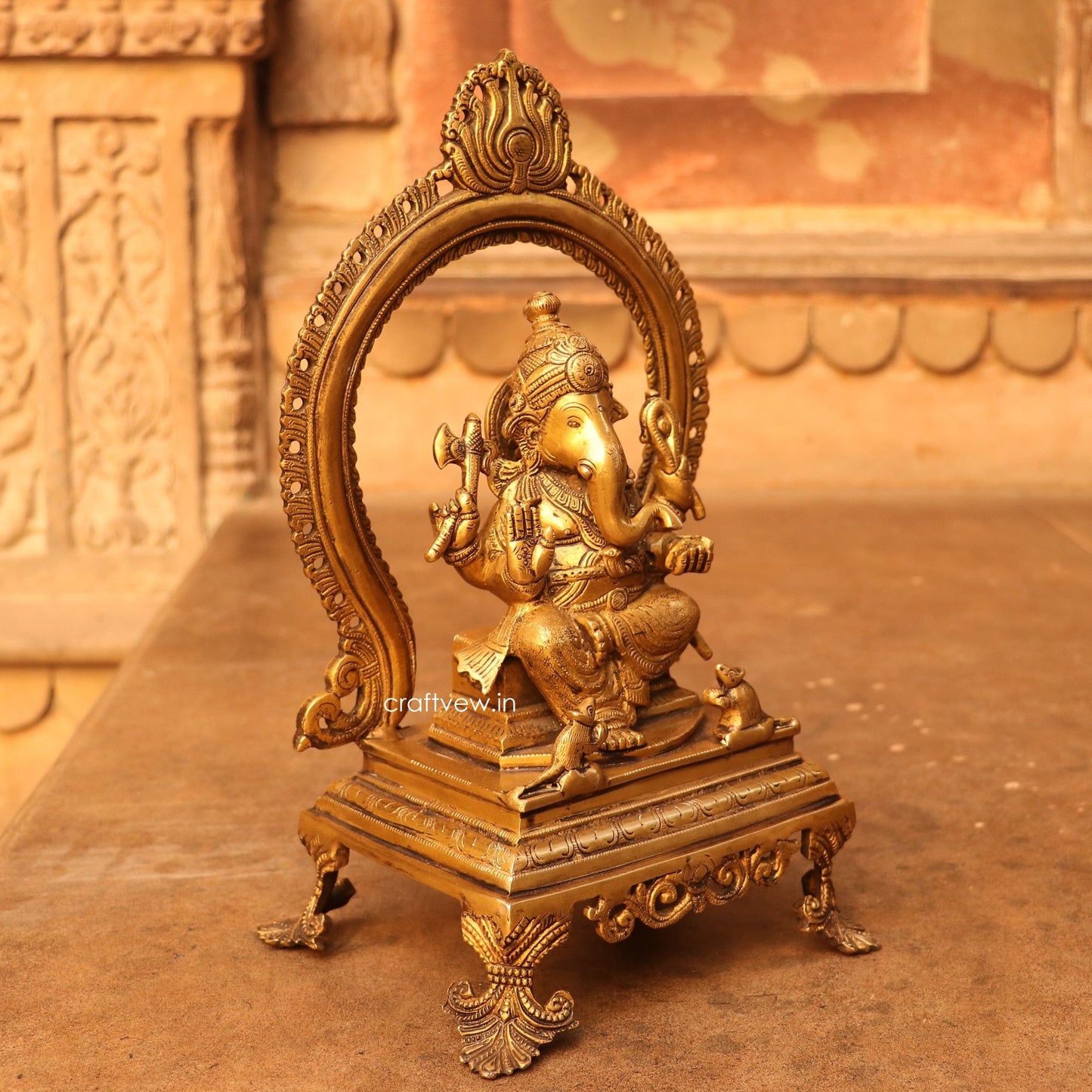 Brass Lord Ganesh Statue With Frame