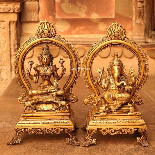 Brass Beautiful Lakshmi Ganesh Statues Fine Quality