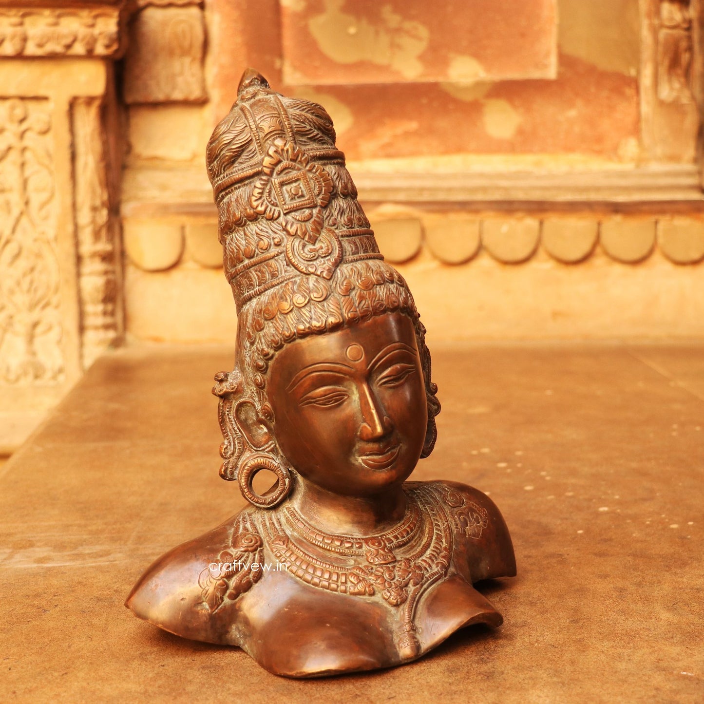 12" Brass Décor Parvati Bust Figurine