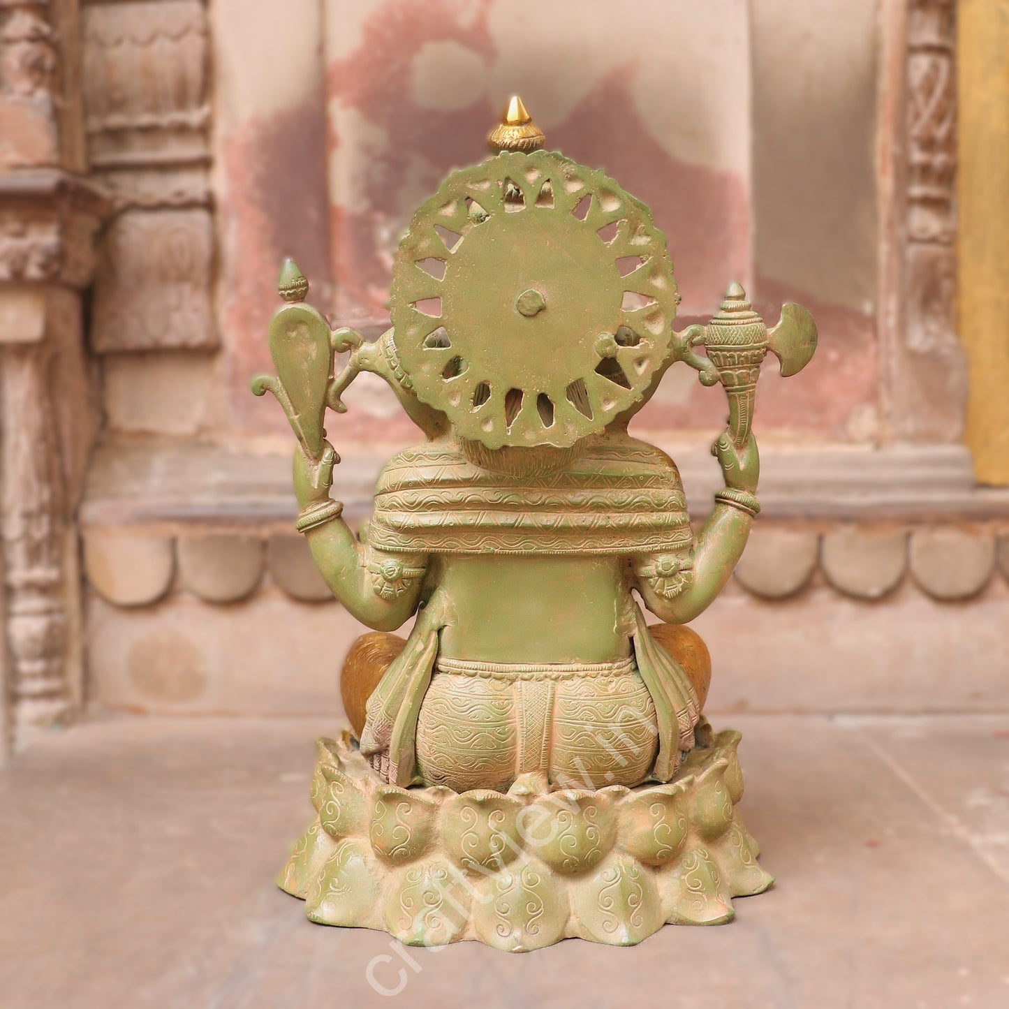 Superfine Lotus Ganesha Brass Idol