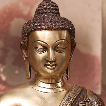 Brass Lord Buddha Blessing Sculpture