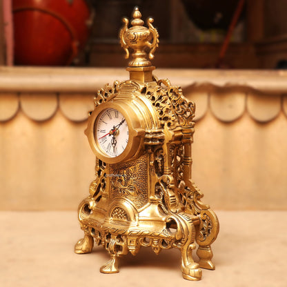 14" Unique Designer Brass Clock Tabletop Made in India