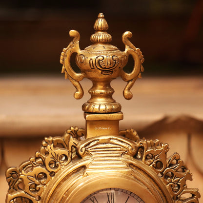 14" Unique Designer Brass Clock Tabletop Made in India