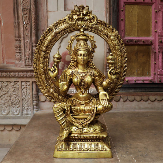 Brass Blessing Maa Lakshmi Idol 43" craftsview