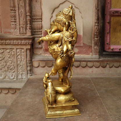 Brass Dashbhuja Ganesh Statue