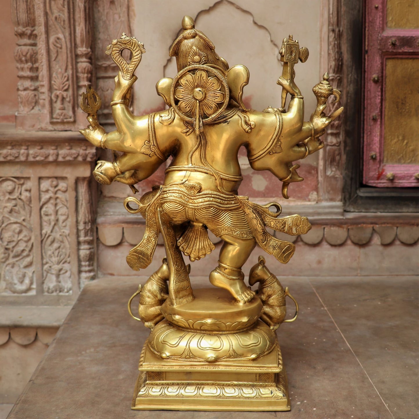 Brass Dashbhuja Ganesh Statue