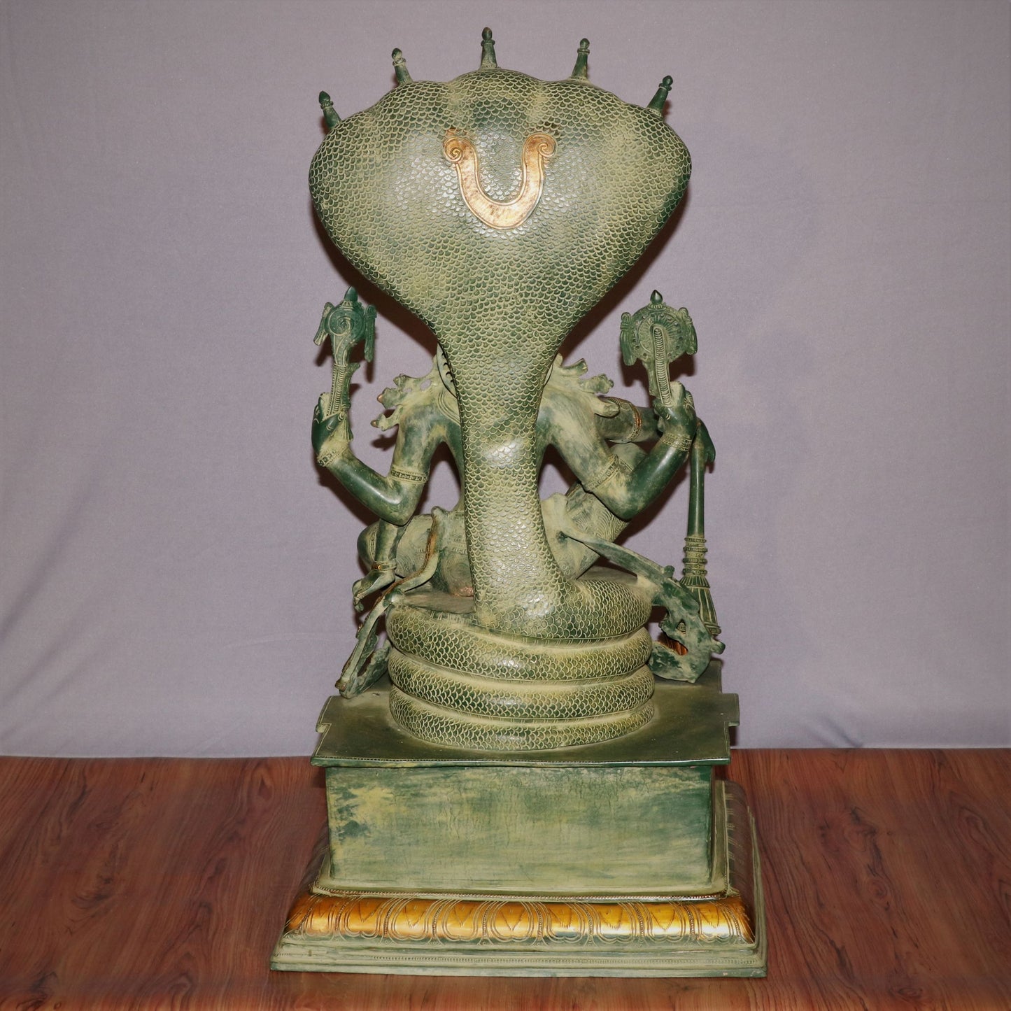 Brass Vishnu Statue Sitting On Sheshnaag