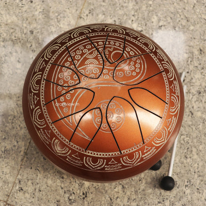 8.5" Artistic Musical Tongue Drum Pan For Music Carving Matte Copper