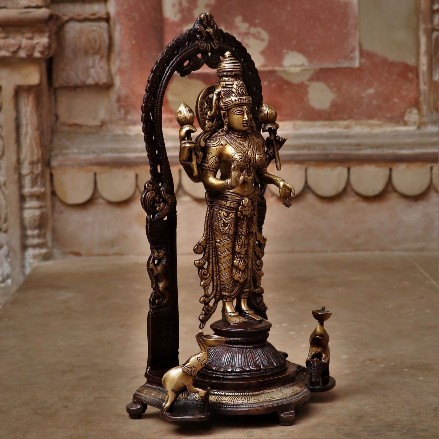 Brass Lakshmi Idol with Frame 16"