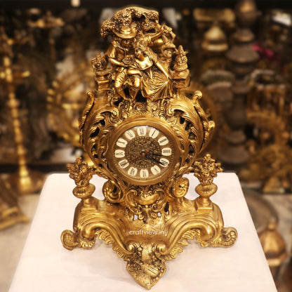 19" Unique Designer Brass Clock Tabletop Made in India