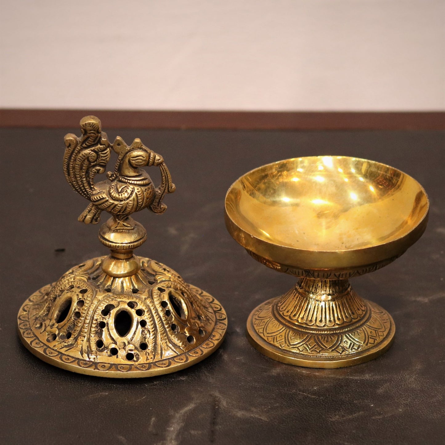 Brass Dhoop Daani Figurine