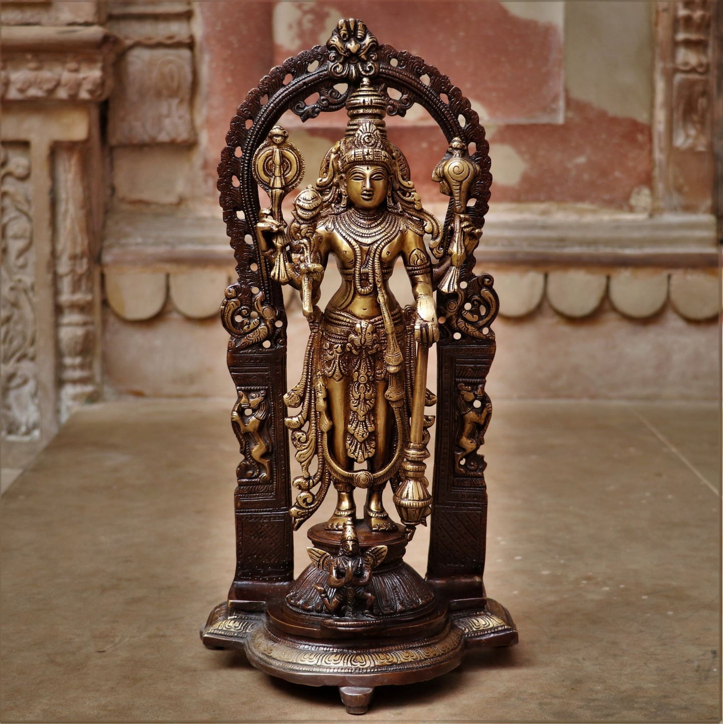 Brass Vishnu Idol with Frame 16"