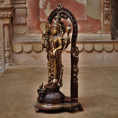 Brass Vishnu Idol with Frame 16"