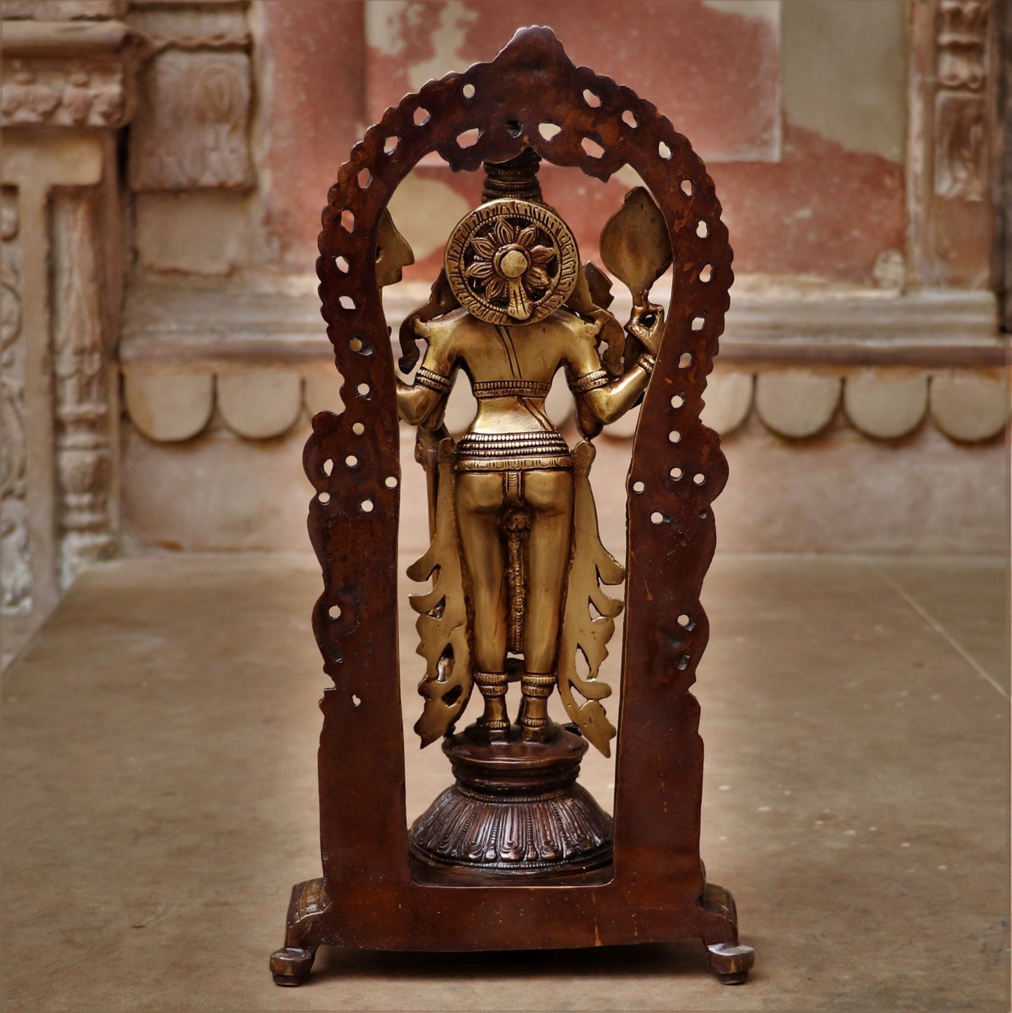 Brass Vishnu Idol with Frame 16"