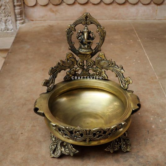 Brass Decoration Urli With Ganesh