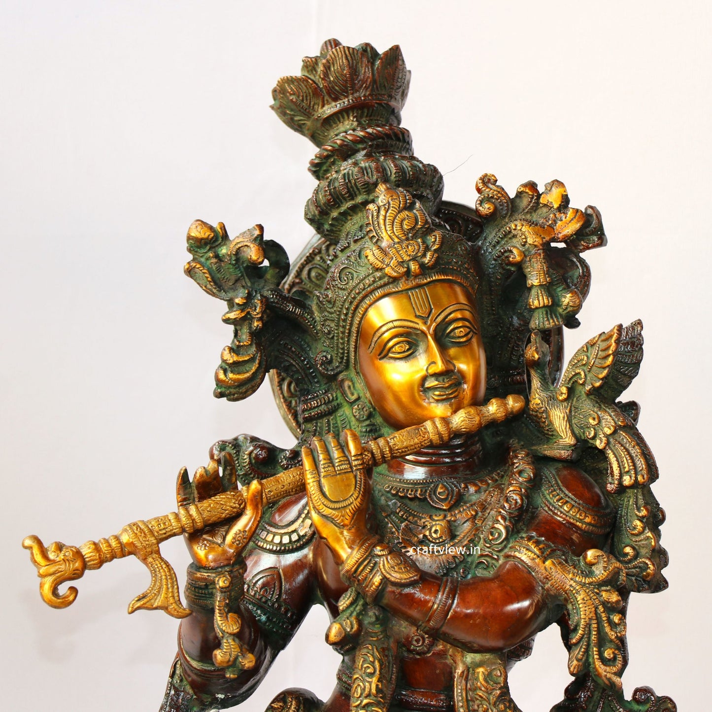 Exquisite Lord Krishna Brass Sculpture Vintage Finished