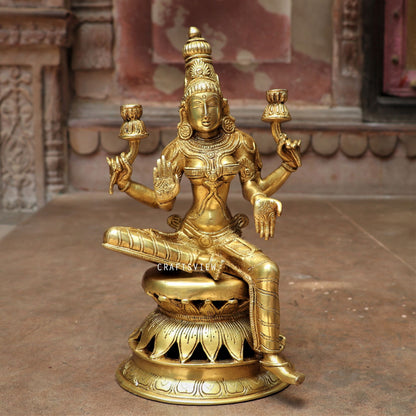 Brass Maa Lakshmi Statue Base On Lotus