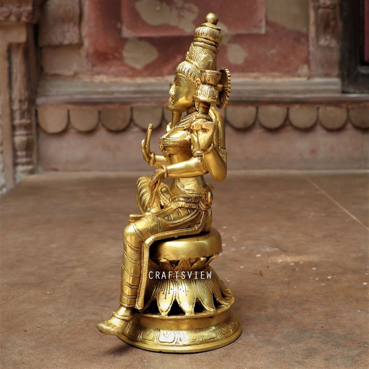 Brass Maa Lakshmi Statue Base On Lotus