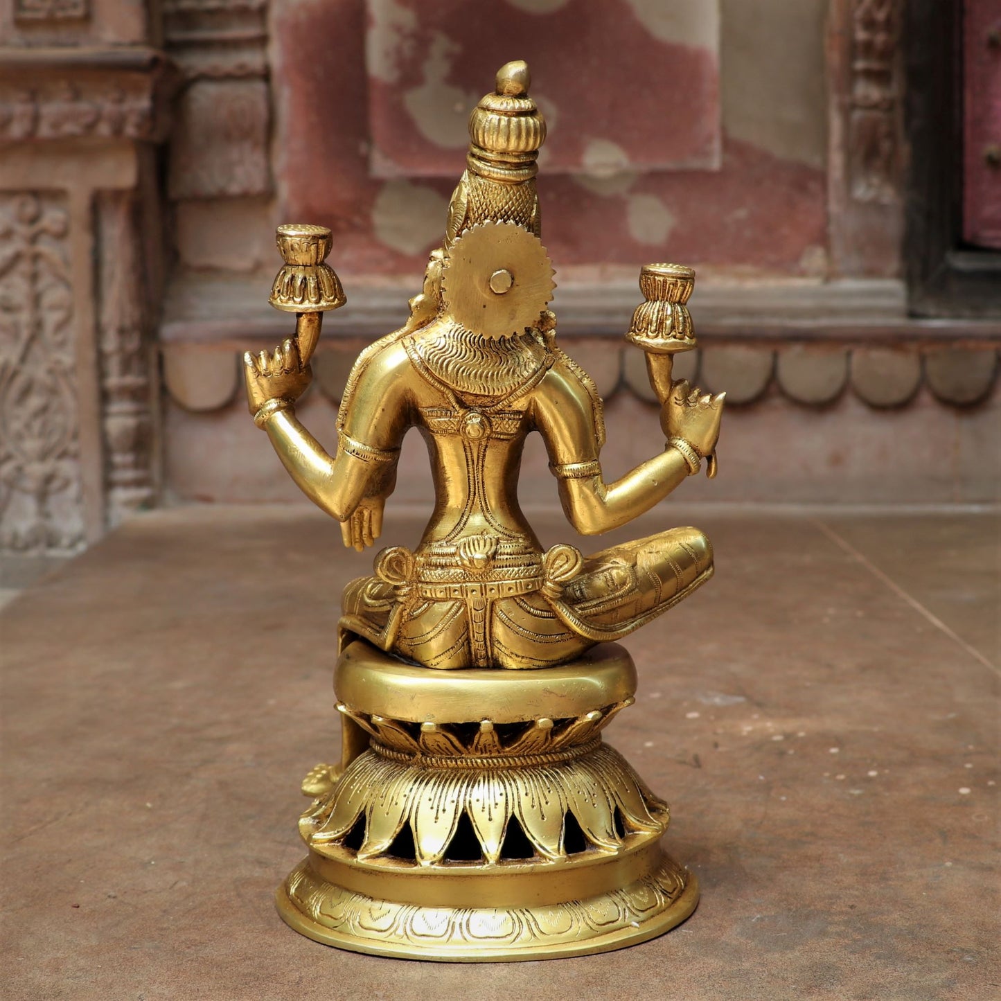 Brass Maa Lakshmi Statue Base On Lotus