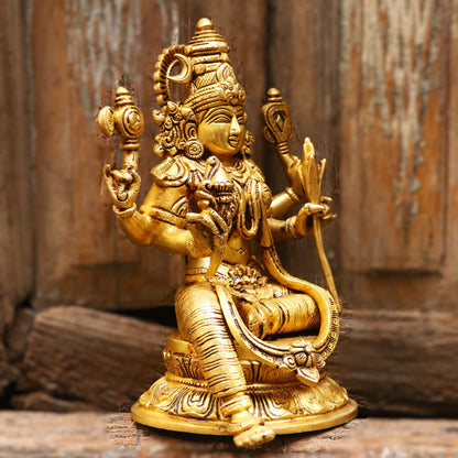 Brass Goddess Rajarajeshwari Lakshmi statue 10.5"