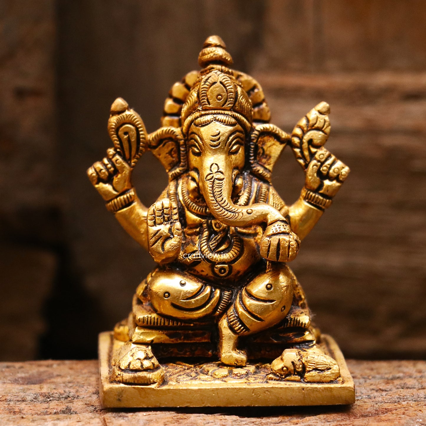 3" Brass Ganesh Lakshmi Statue Fine Quality