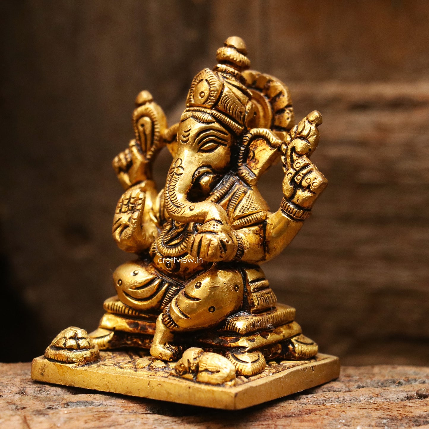 3" Brass Ganesh Lakshmi Statue Fine Quality