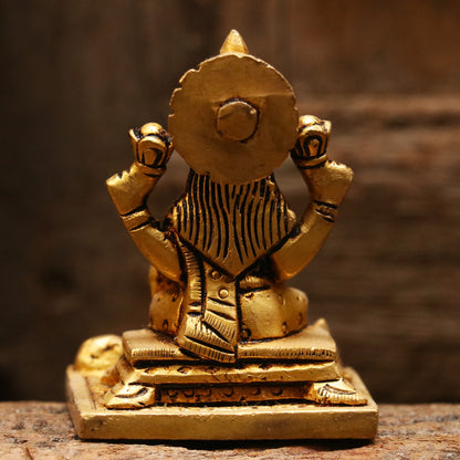 3" Brass Ganesh Lakshmi Statue Fine Quality