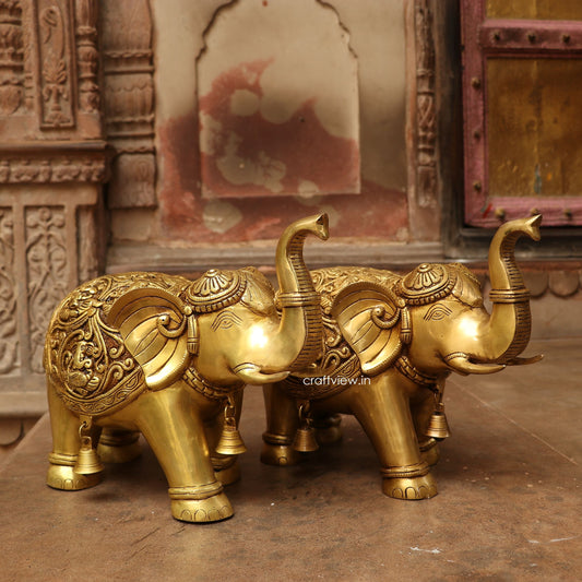 Brass Maharaja Elephant Showpiece for Décor 11"