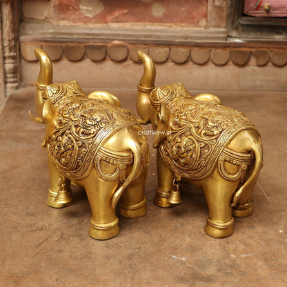 Brass Maharaja Elephant Showpiece for Décor 11"