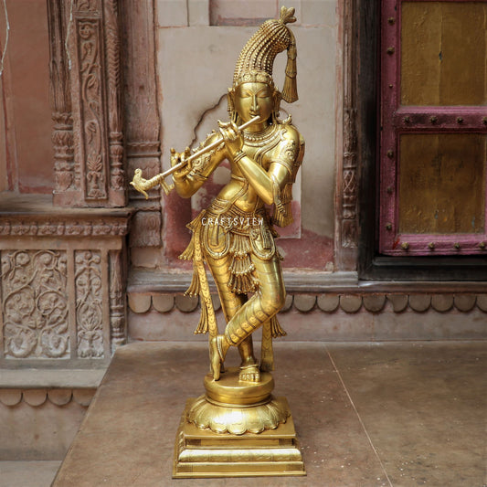 Brass Lord Krishna Statue