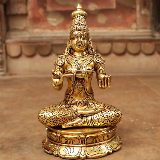 11" Goddess Annapurna - Goddess of Food and Nourishment Brass Statue